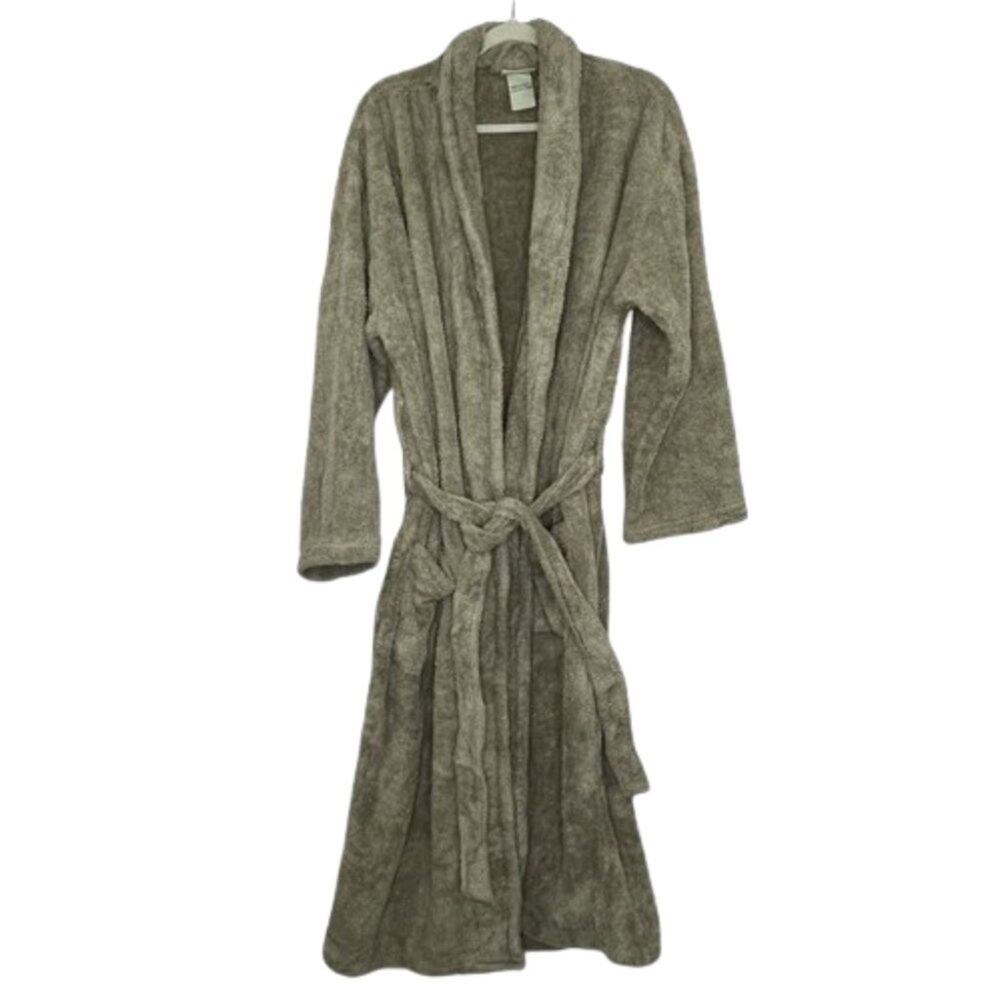 Pottery Barn oatmeal light brown plushy robe size Large